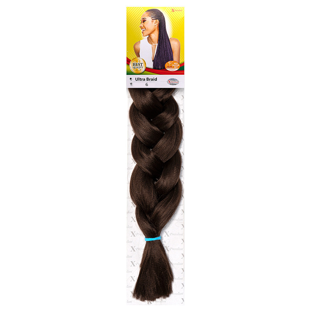 Color 6 X-PRESSION Ultra Braid hair extensions for braiding - 82 inches 160g