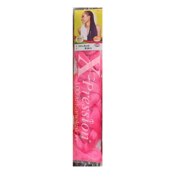 Color Pink X-PRESSION Ultra Braid hair extensions for braiding - 82 inches 160g