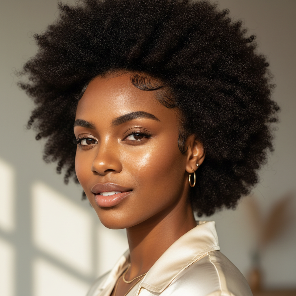 Black woman with Afro and laid edges